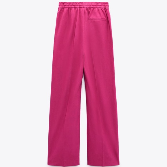 Zara Pink Linen Wide Leg Pants - Picture 4 of 5